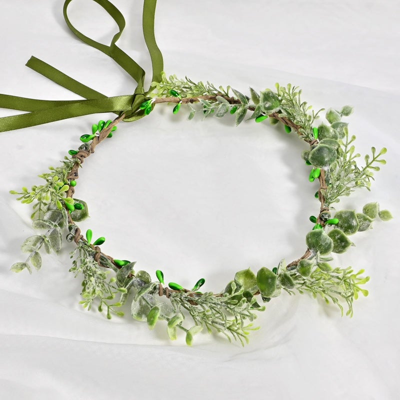 Vividsun Bridal Green Leaf flower Crown Eucalyptus Floral Headband Wedding Festivals Photo Props (Green leaf) - Image 4